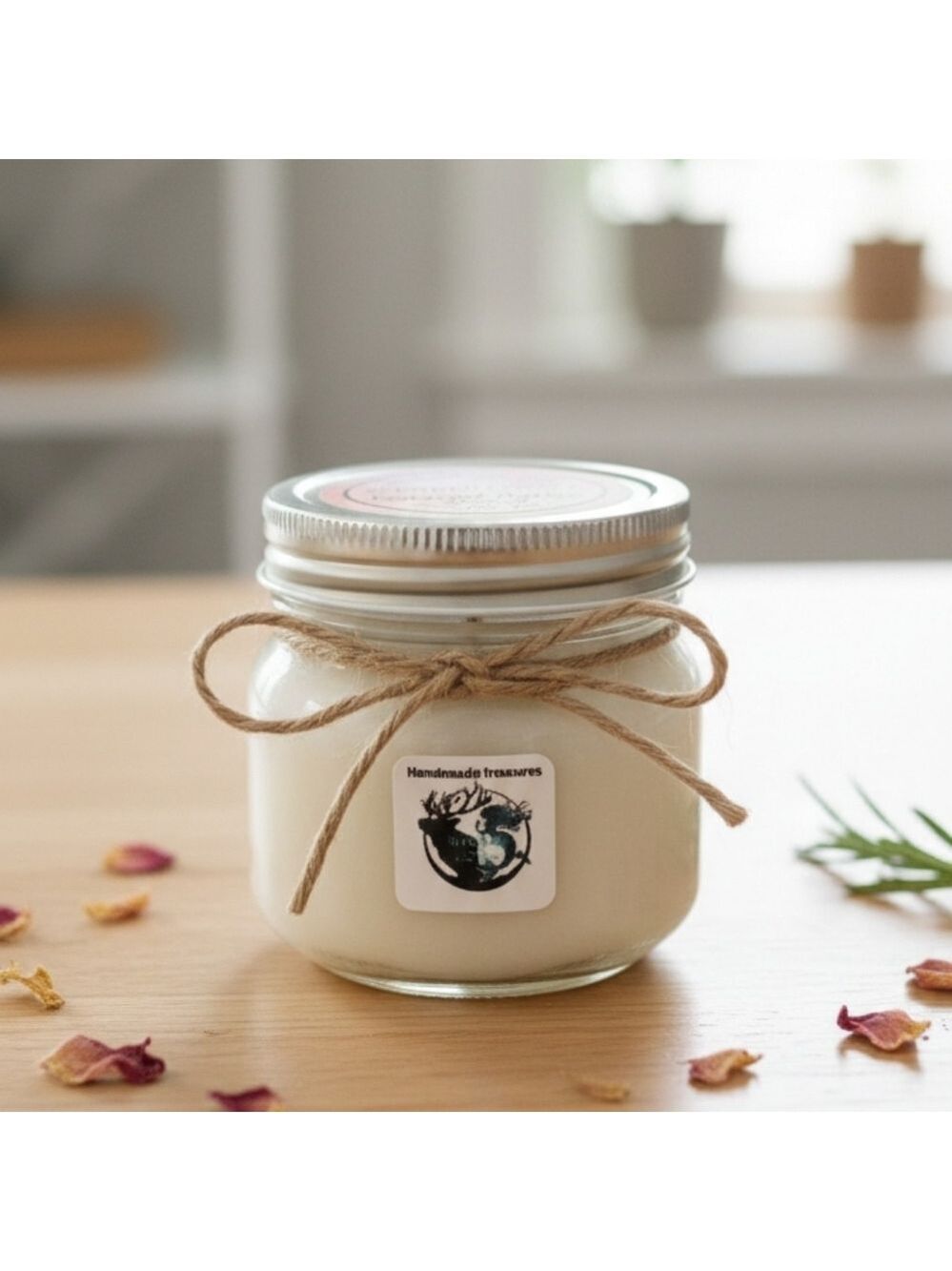 Artisan Vegan Soy Wax Candle 8 oz Glass Mason Jar - Picture 4 of 6